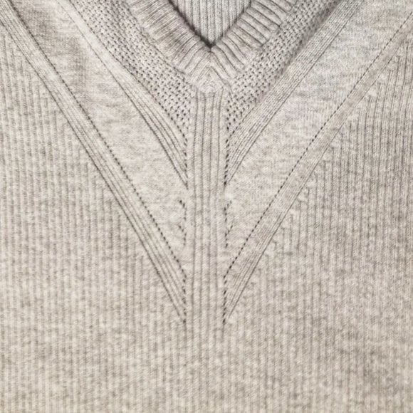 Torrid plus-size grey V-neck ribbed sweater with shoulder ruffles - Picture 6 of 7